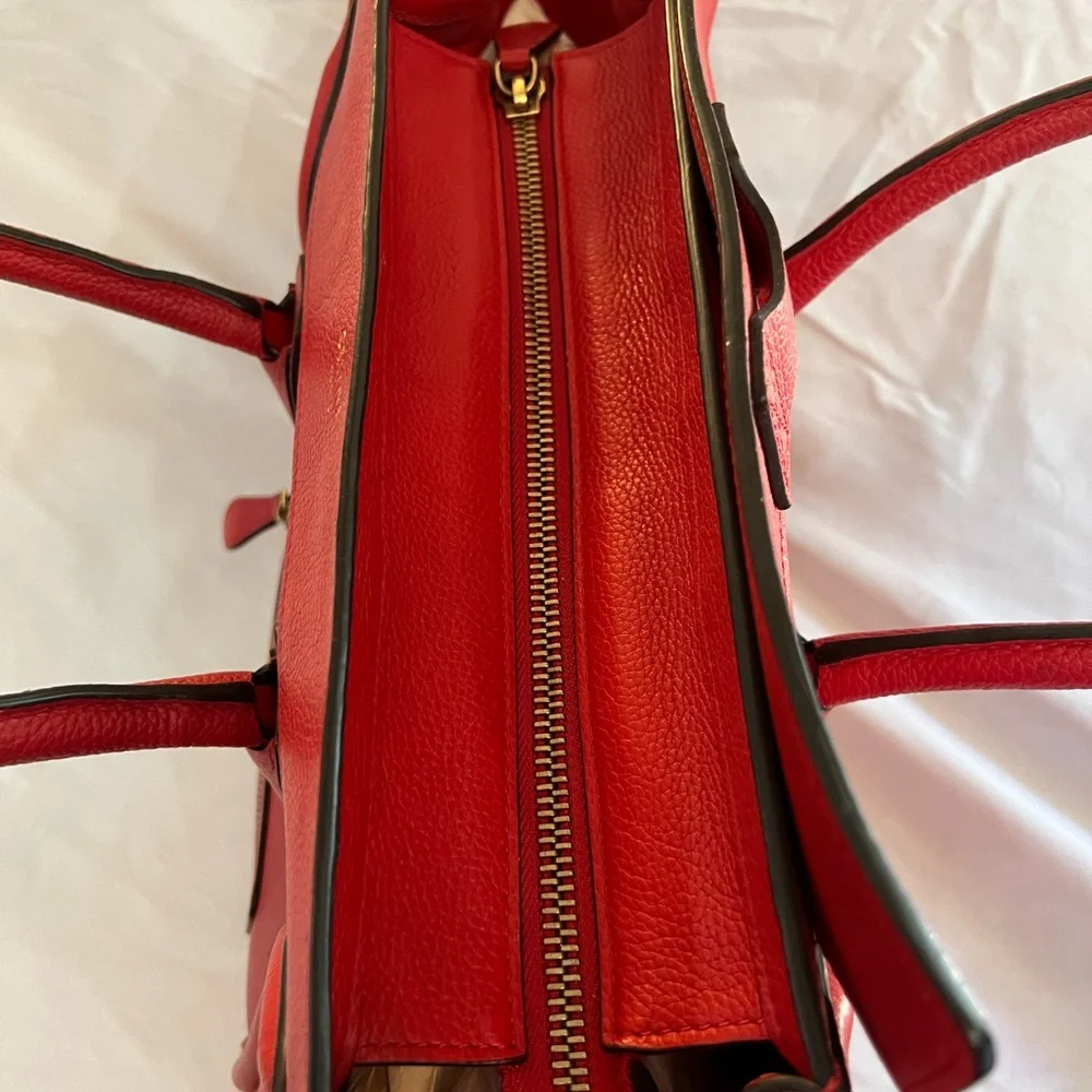 CELINE Luggage Micro 189793 Handbag Red Calfskin Women's Men's - Picture 6 of 8